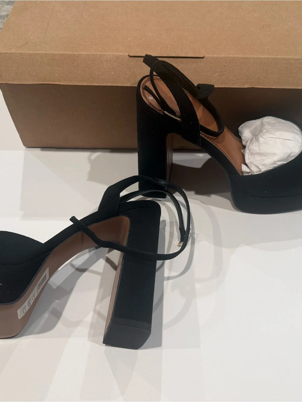 ASOS Black Suede Platform Block Heel Sandals